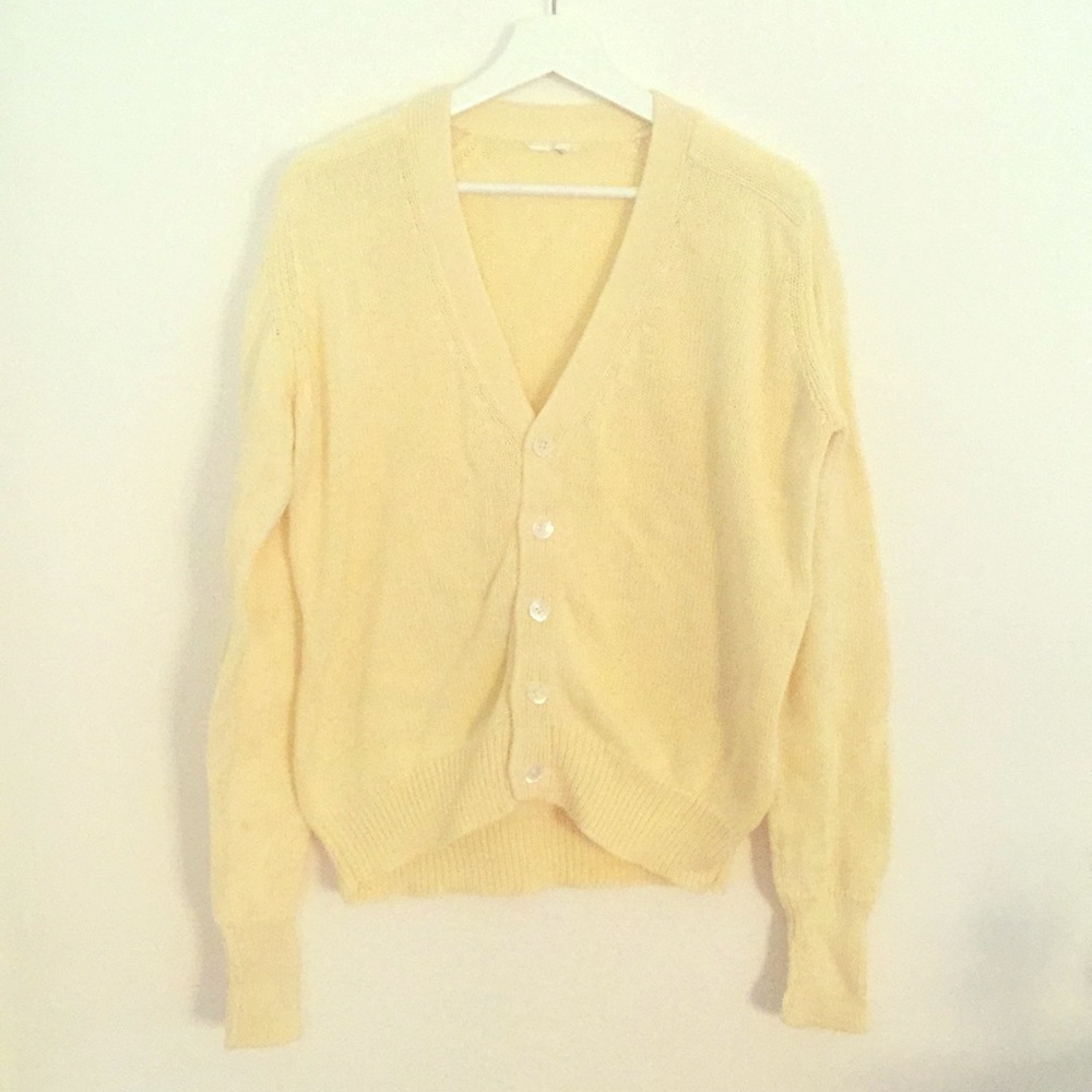 Yellow Knit Cardigan Sweater
